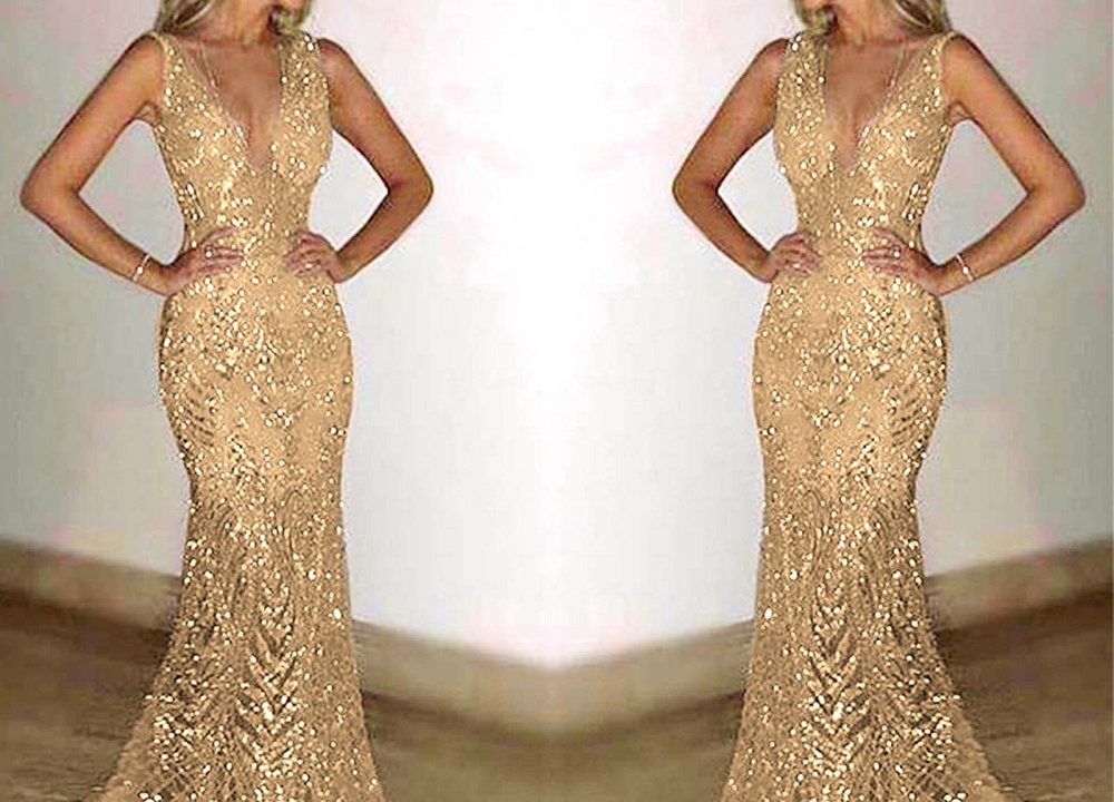 gold long formal dress