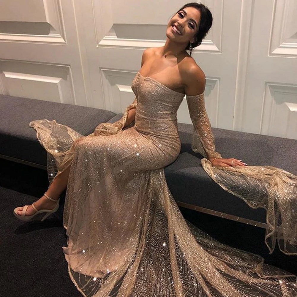 gold long formal dress