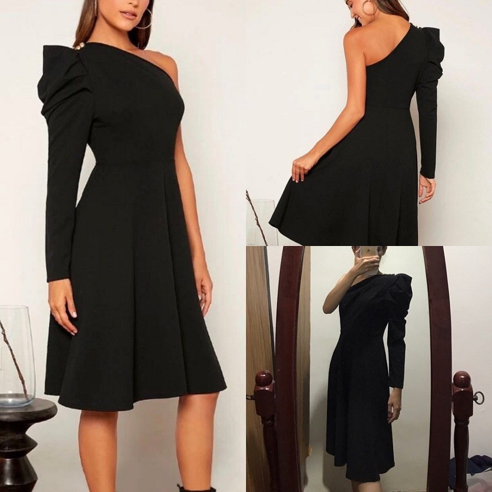 black formal mini dress