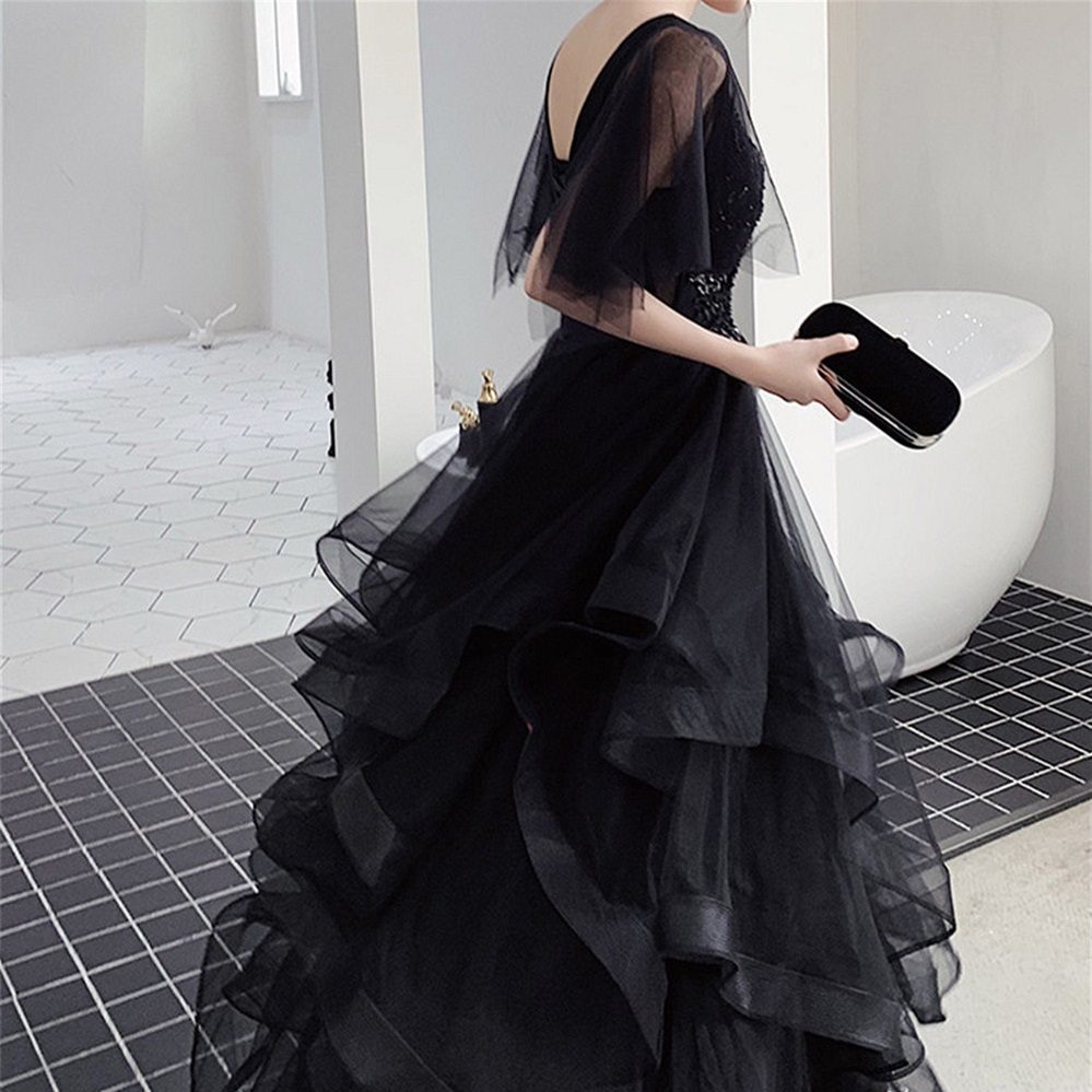 short black formal dress with sleeves