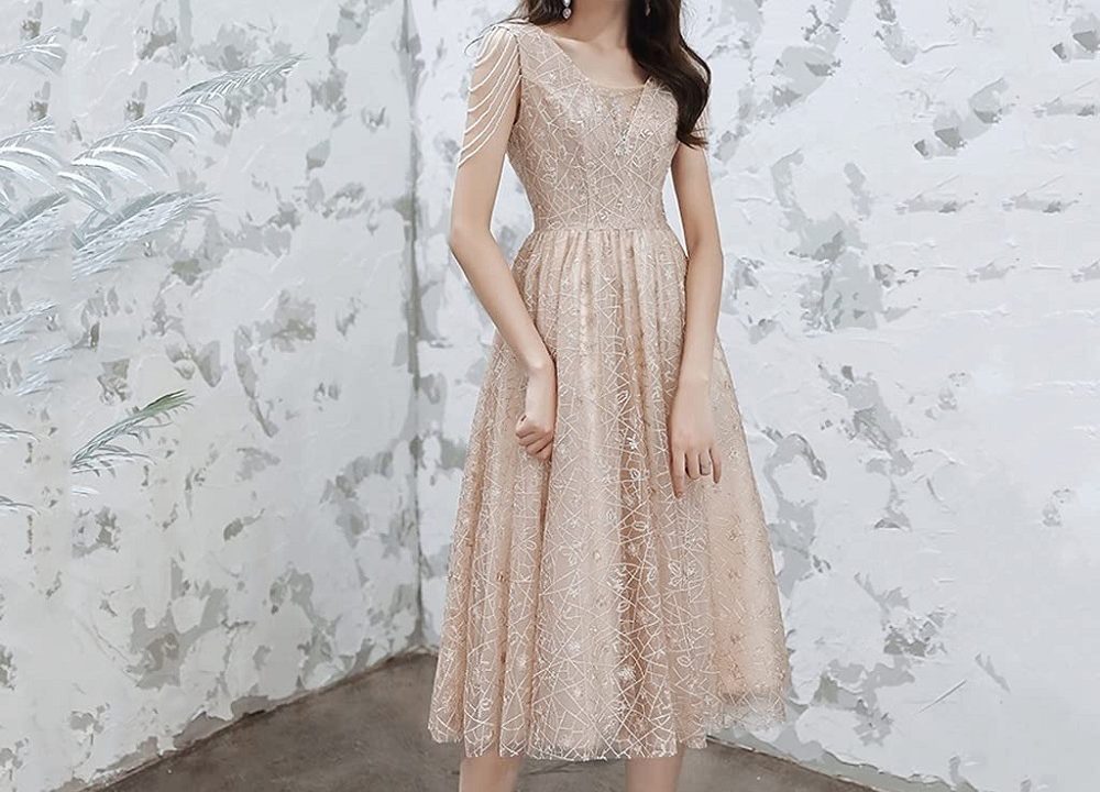 formal champagne color dress