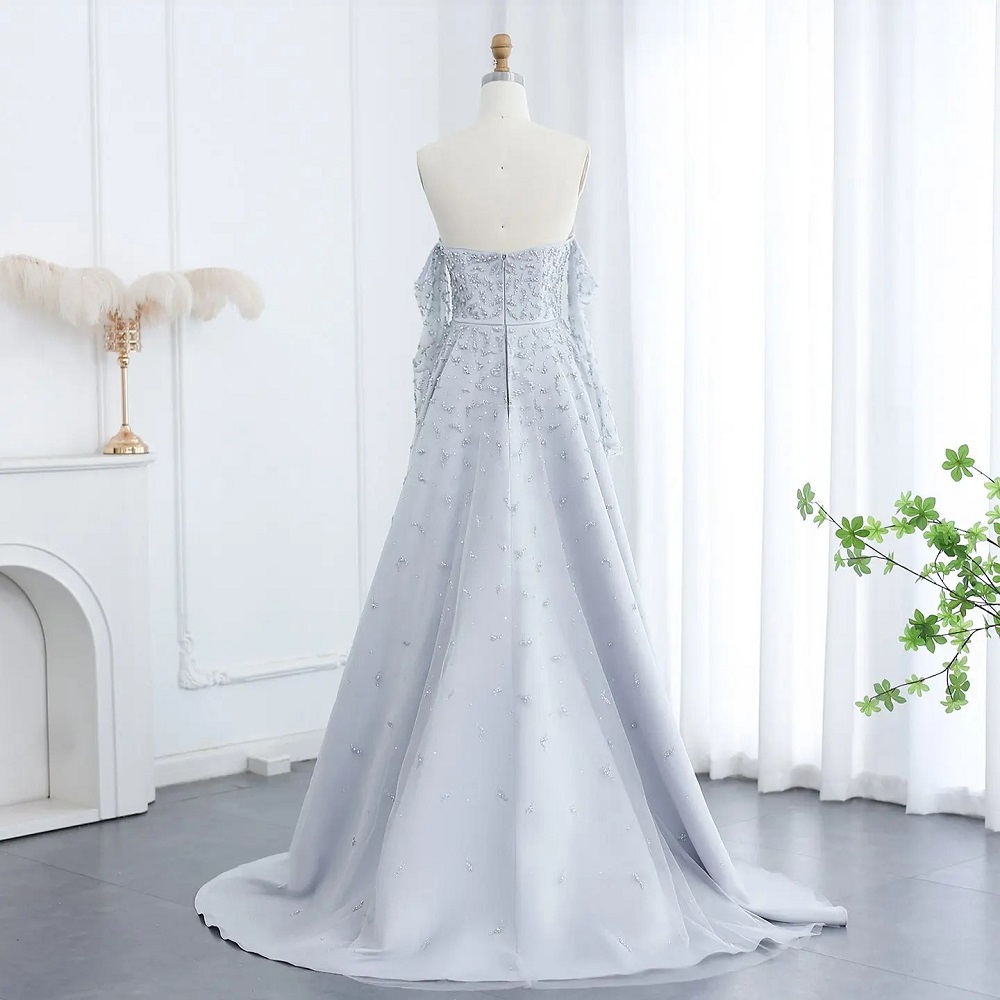 gray formal dress for wedding