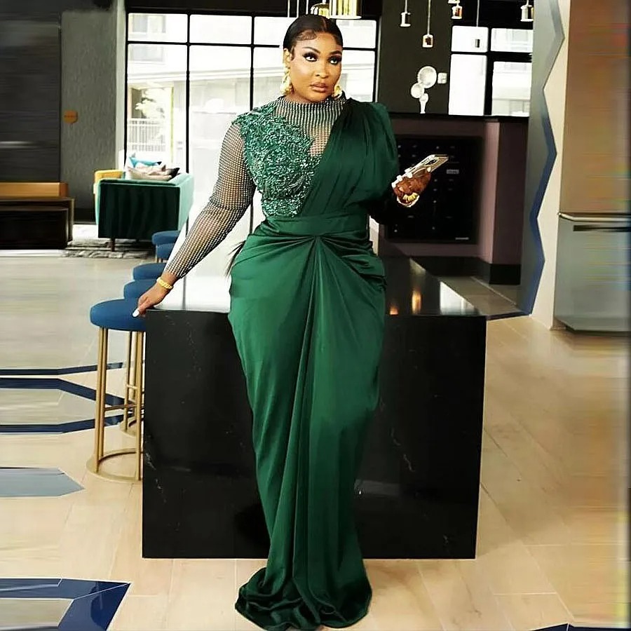 formal dark green dress