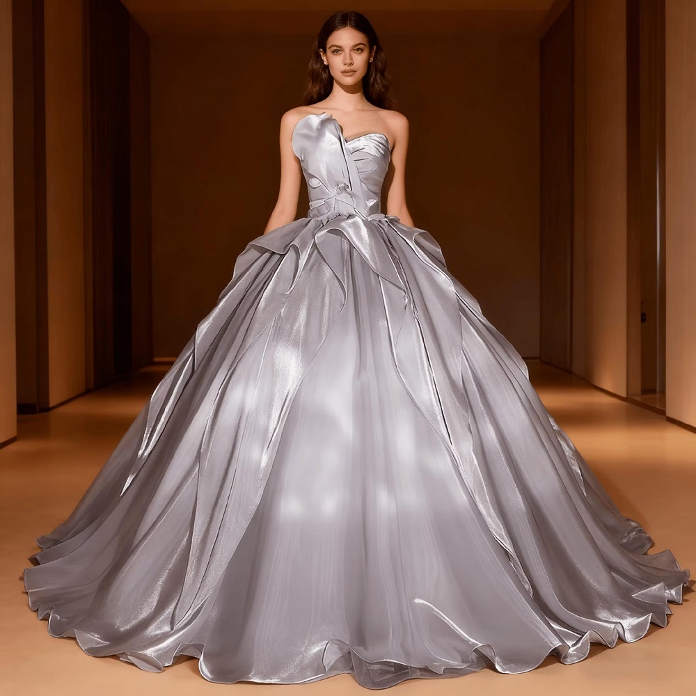 gray formal dress for wedding