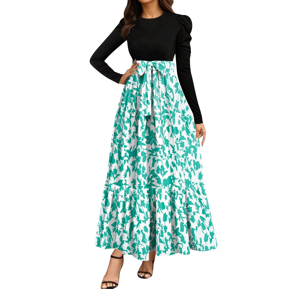 green floral formal dress