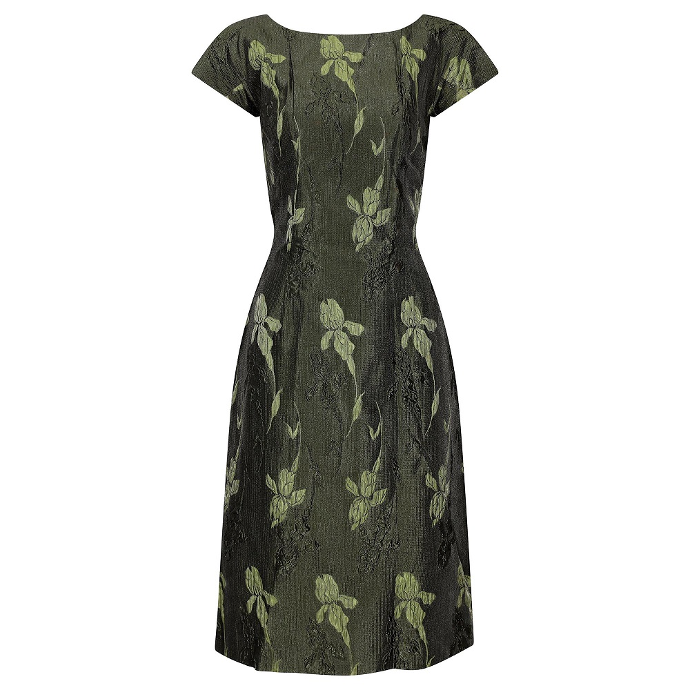 green floral formal dress