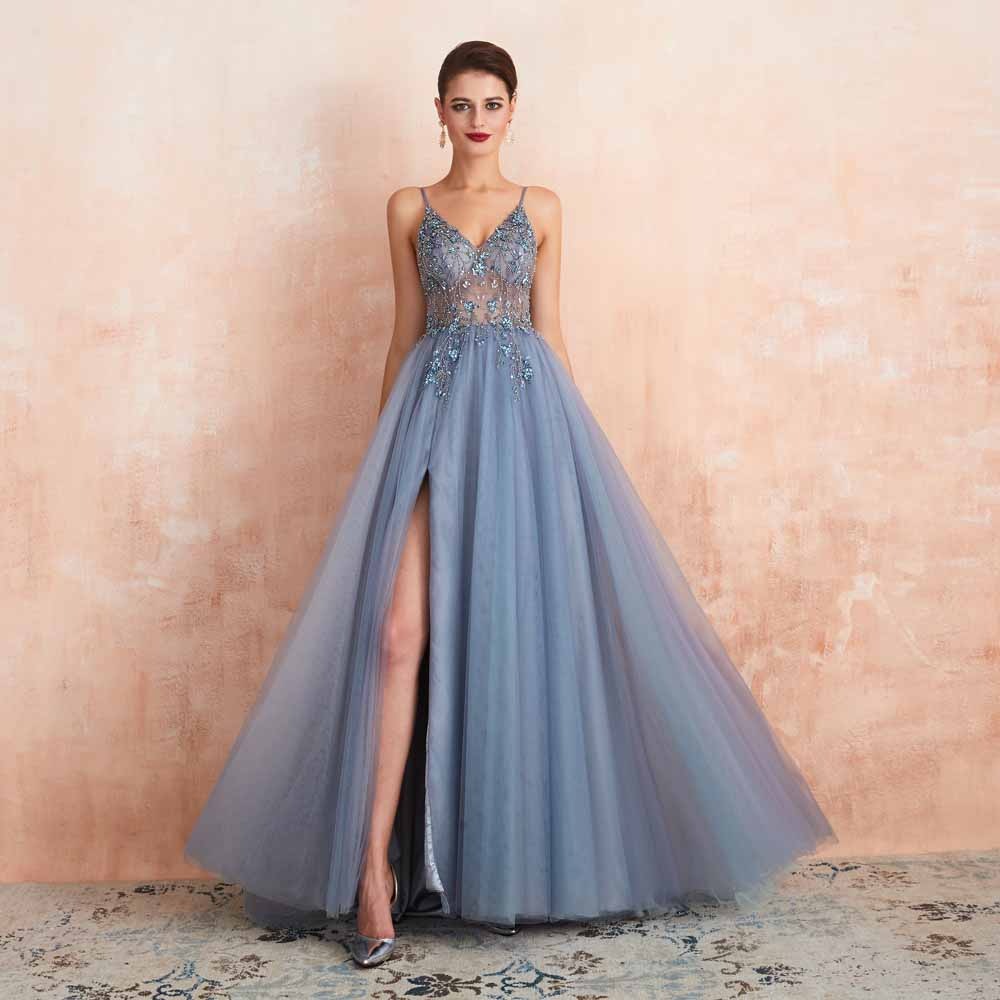 formal dusty blue dress