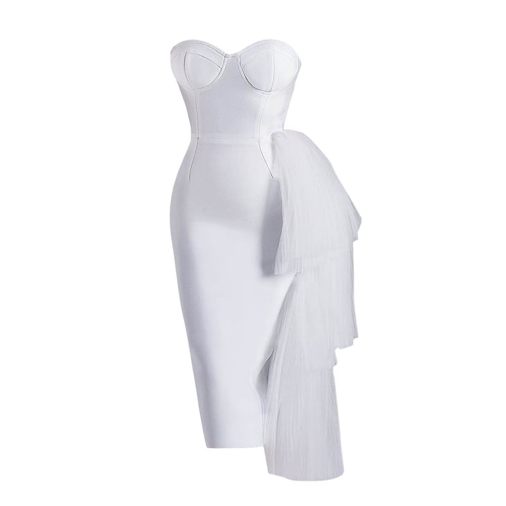 formal white midi dress