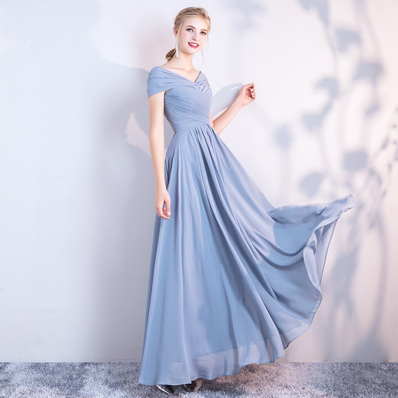 formal dusty blue dress