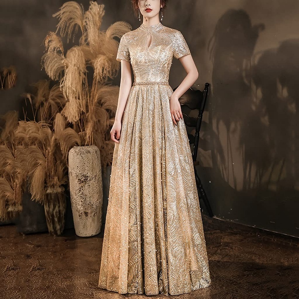 formal gold dress for women