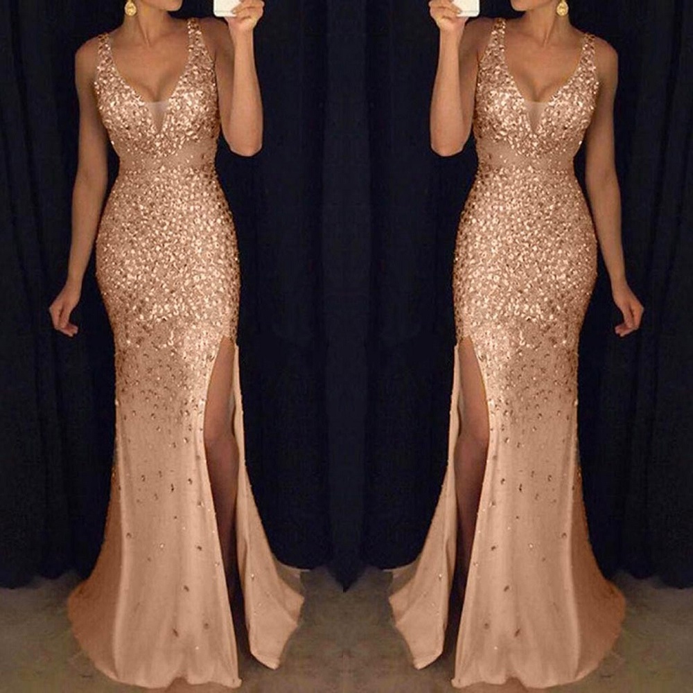 formal gold dress for women