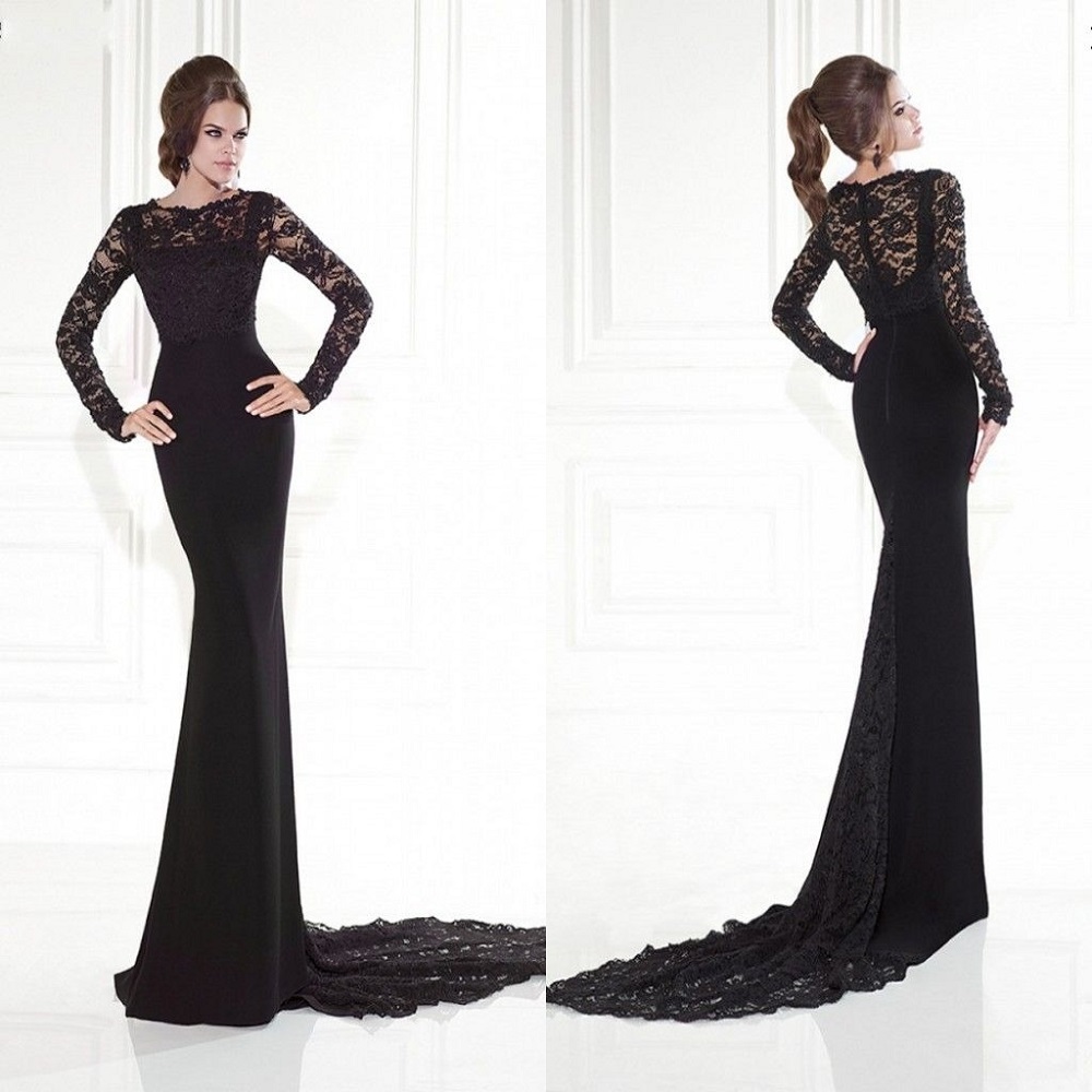 formal black dress with sleeves