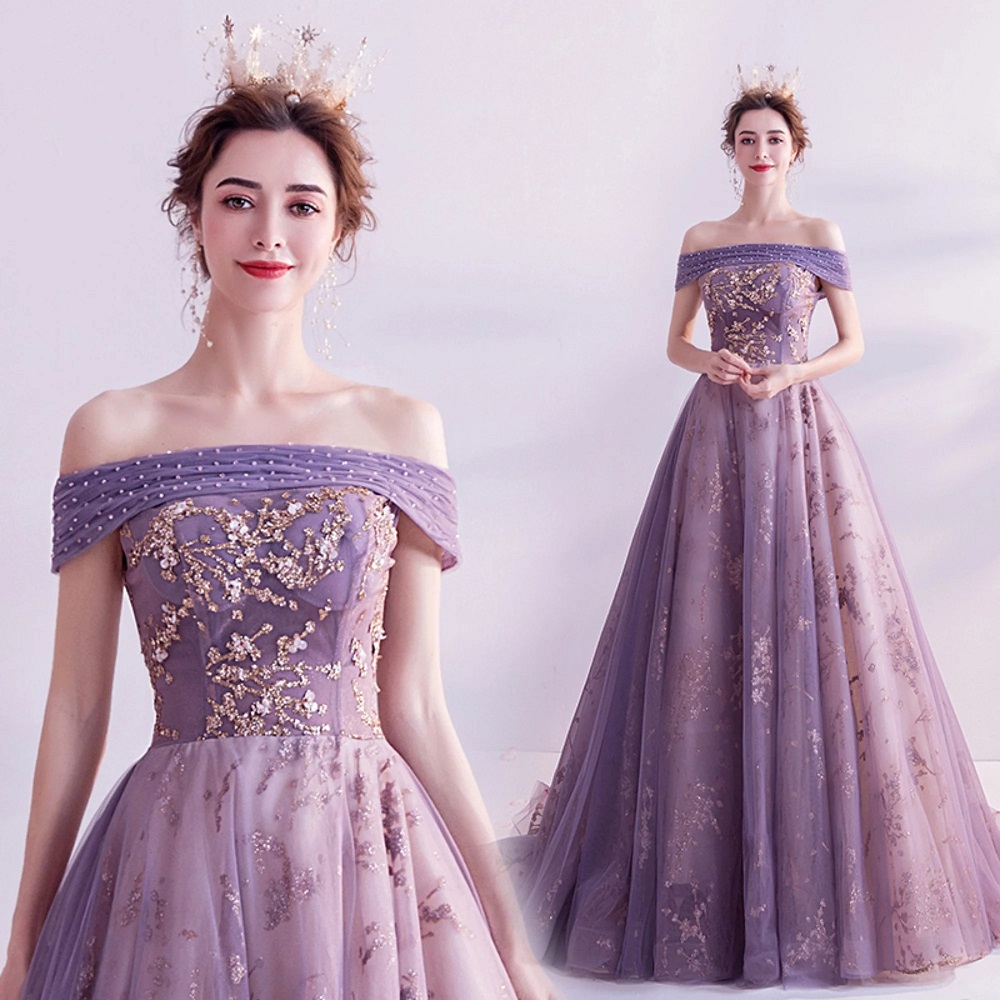 formal purple dress for women