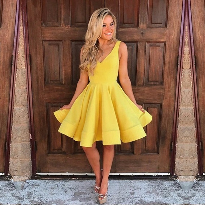 yellow semi formal dress