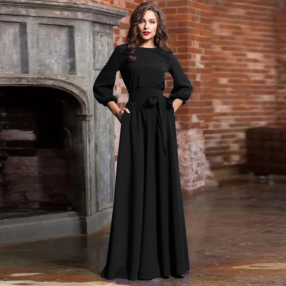 long formal dress with sleeves