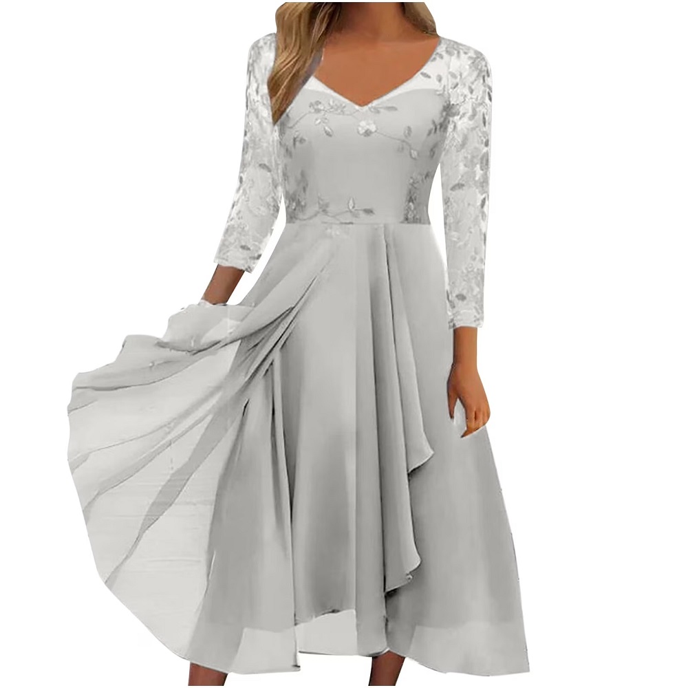 long sleeve formal midi dress