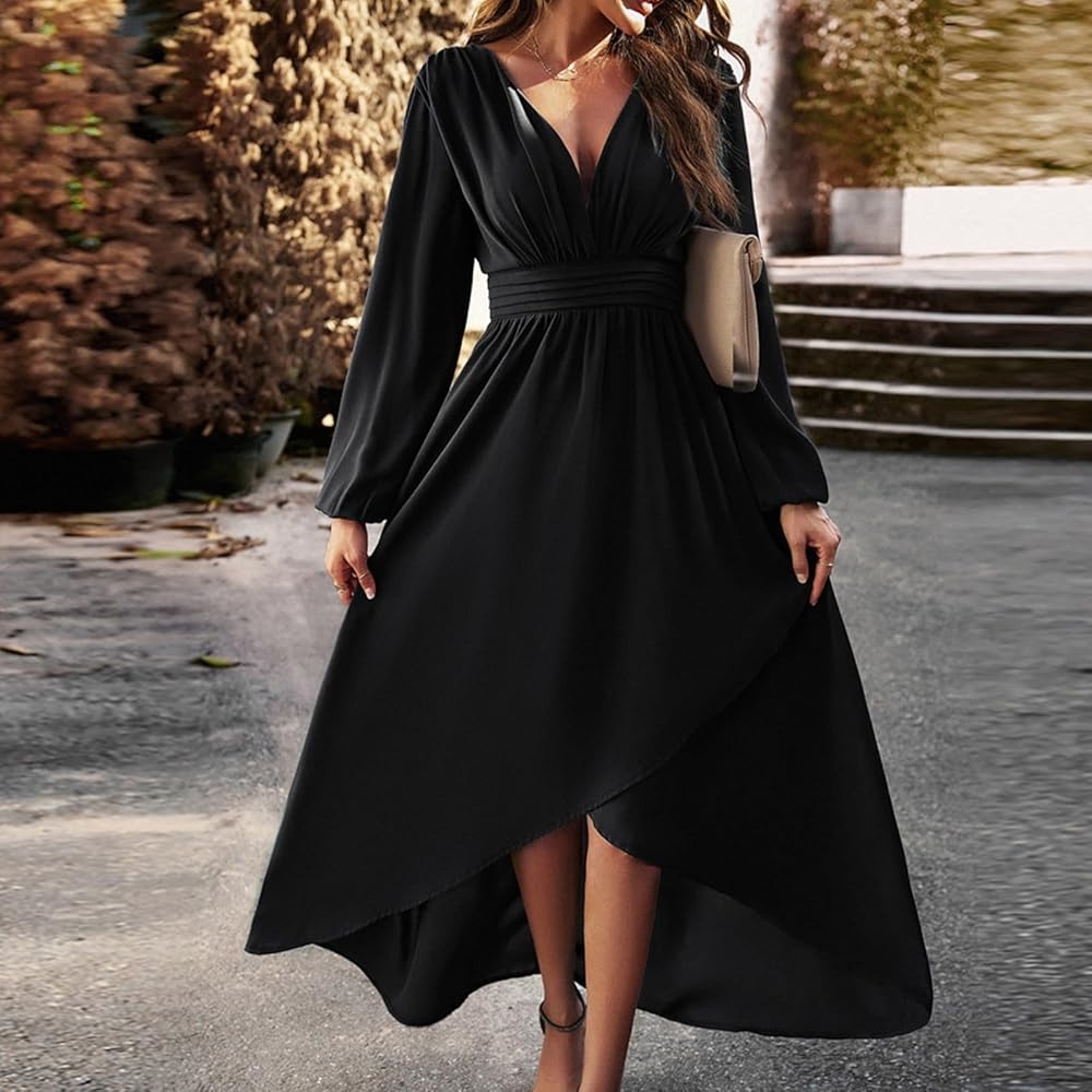 long sleeve formal midi dress