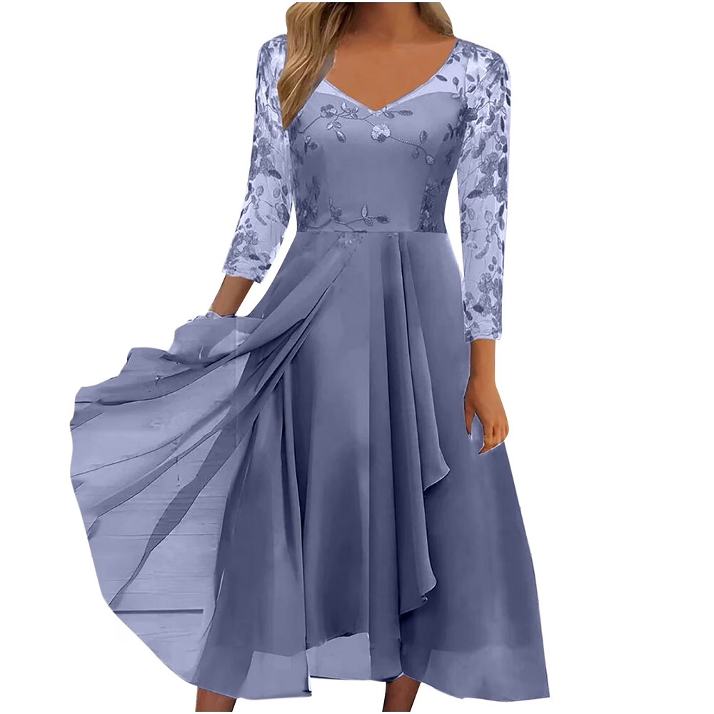 long sleeve formal midi dress