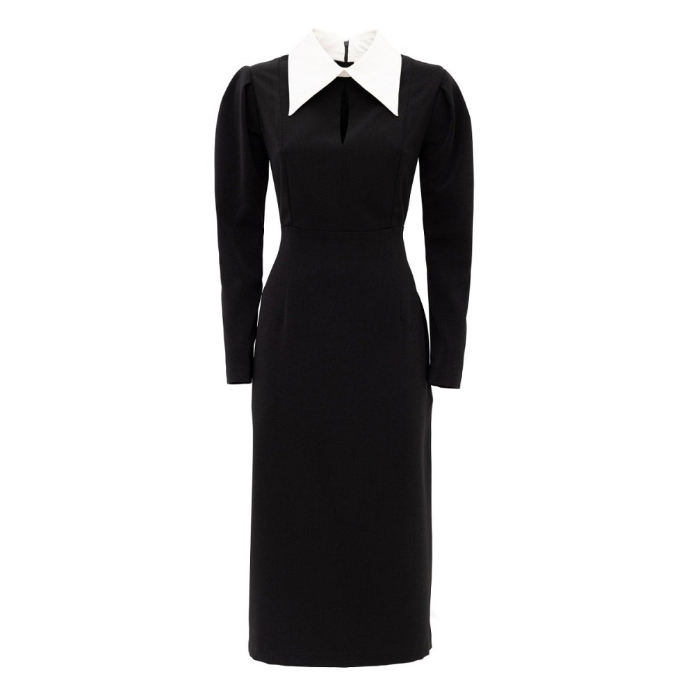 long sleeve formal midi dress