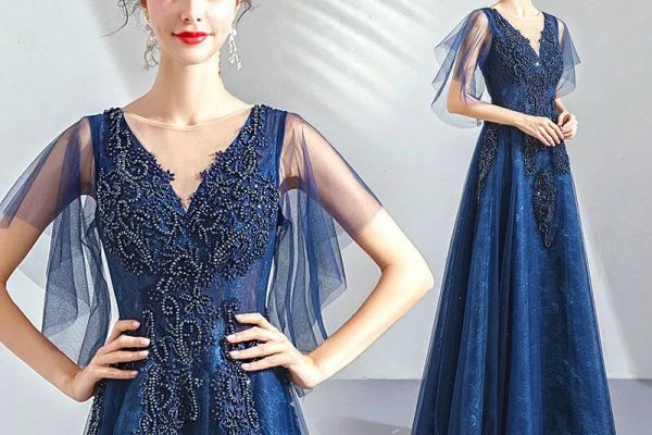 blue long formal dress