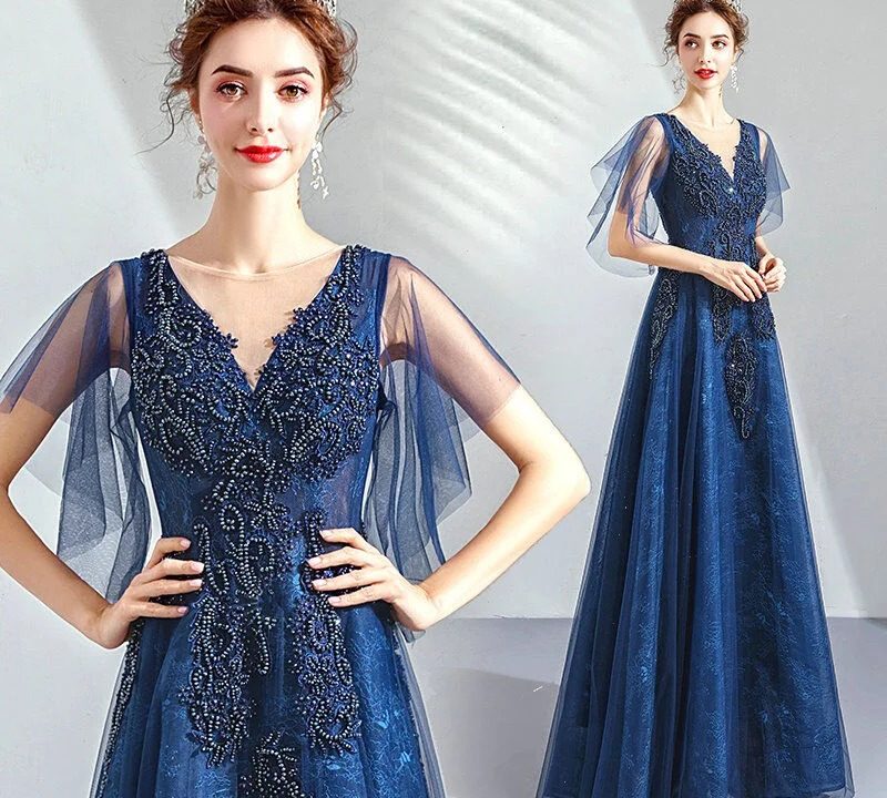 blue long formal dress