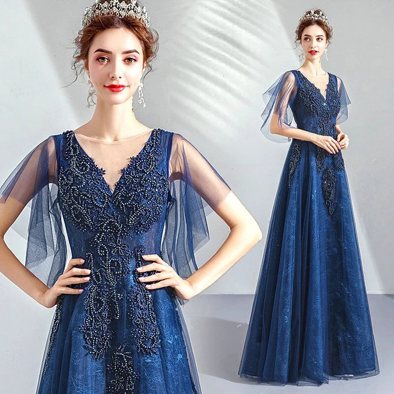 blue long formal dress