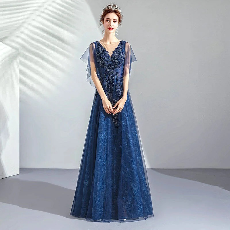 blue long formal dress