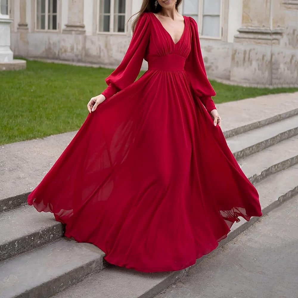 red formal maxi dress