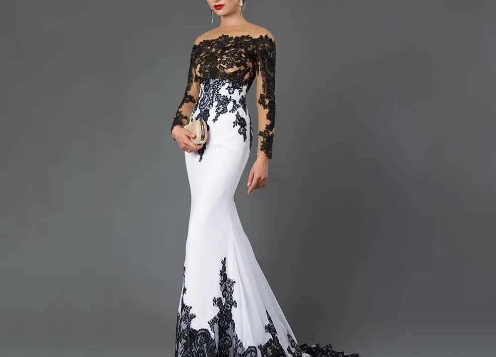 long sleeve lace formal dress