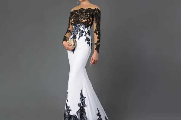 long sleeve lace formal dress