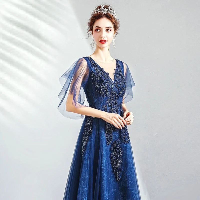 blue long formal dress