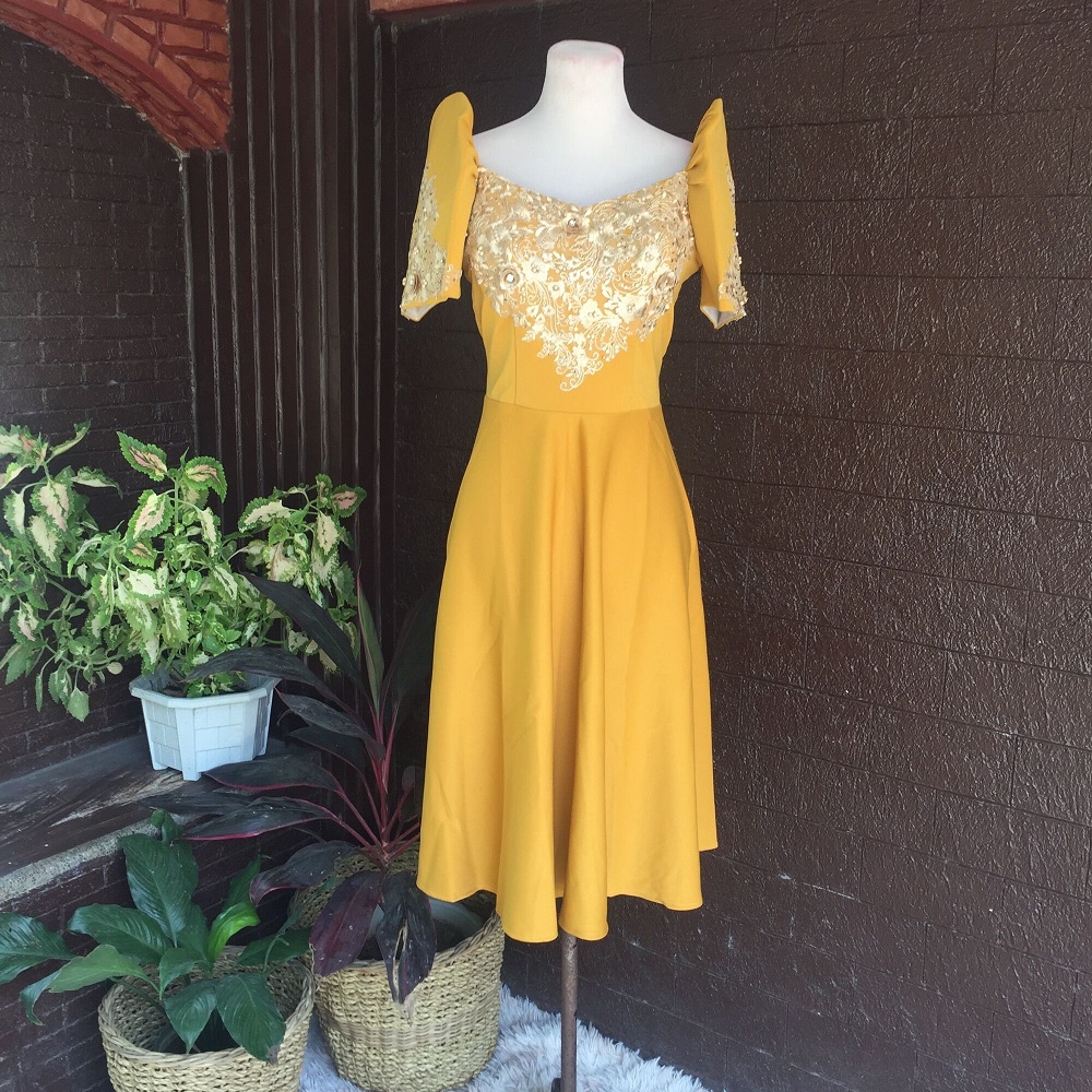 mustard yellow formal dress