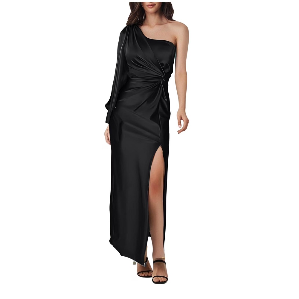black silk formal dress