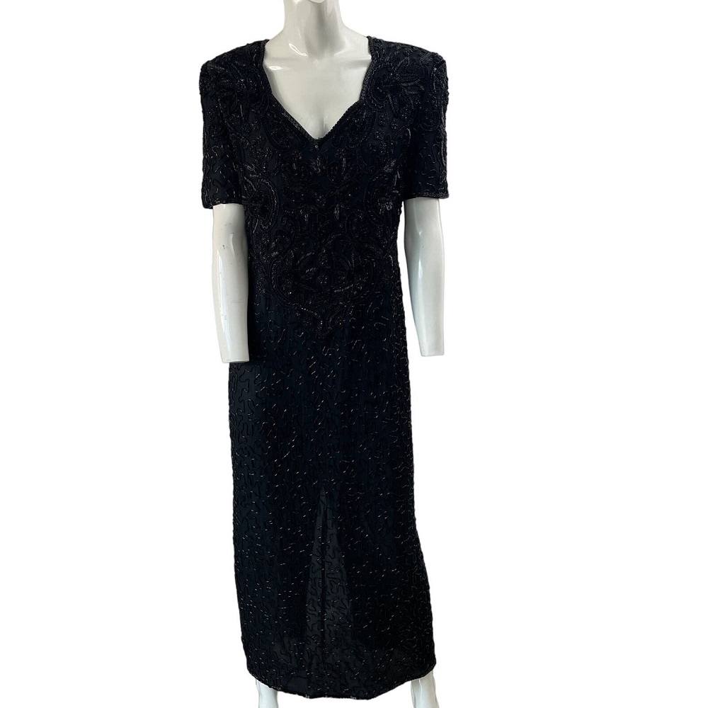 black silk formal dress