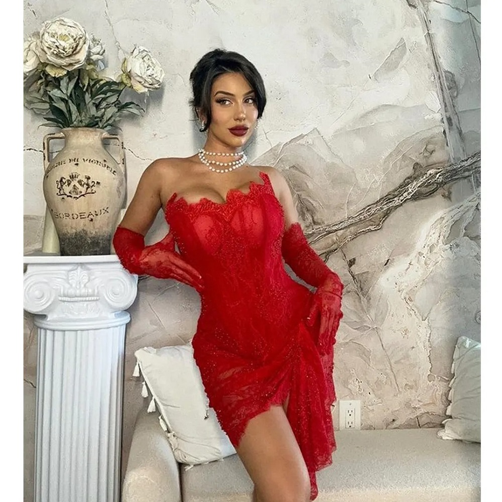 red mini formal dress