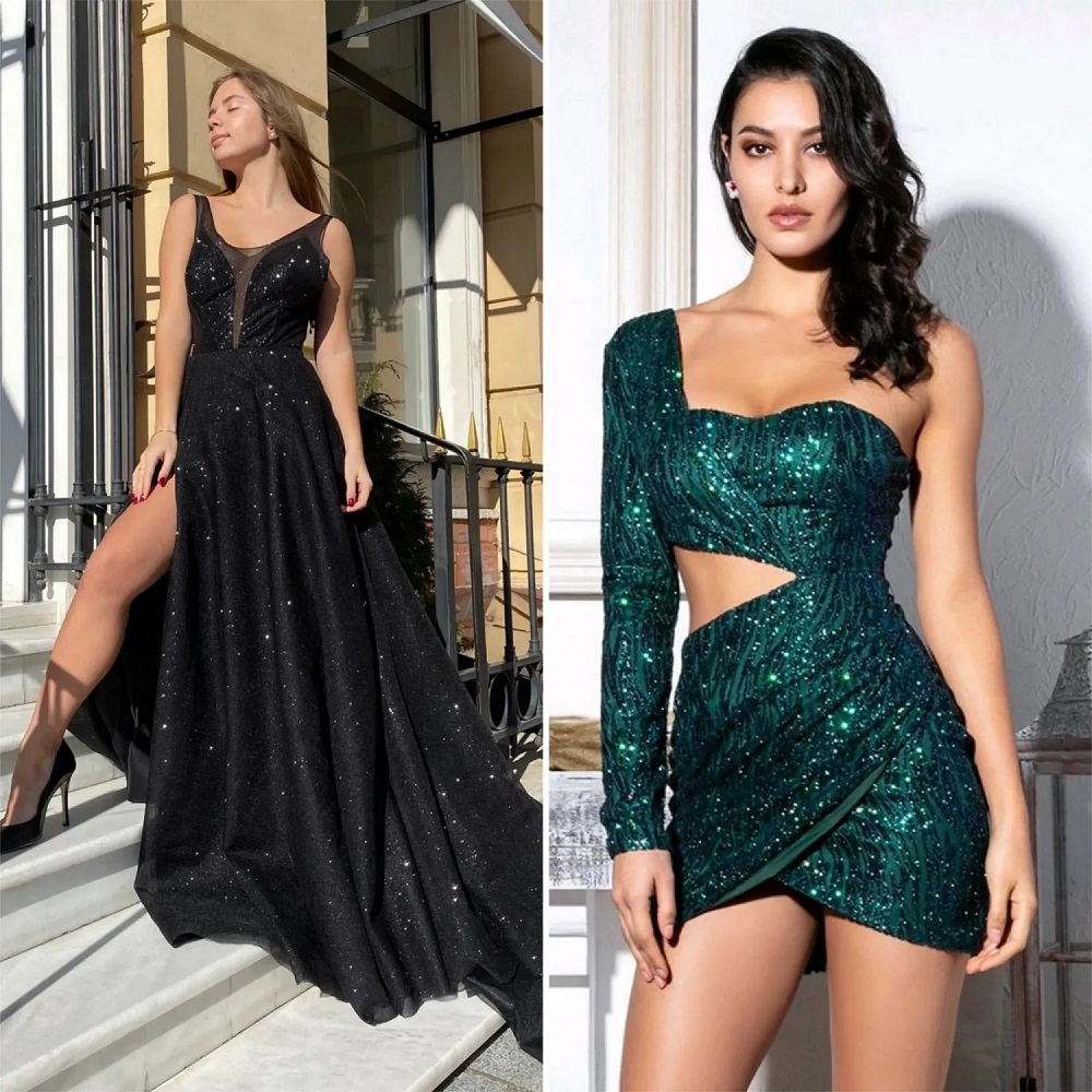 glitter formal dress