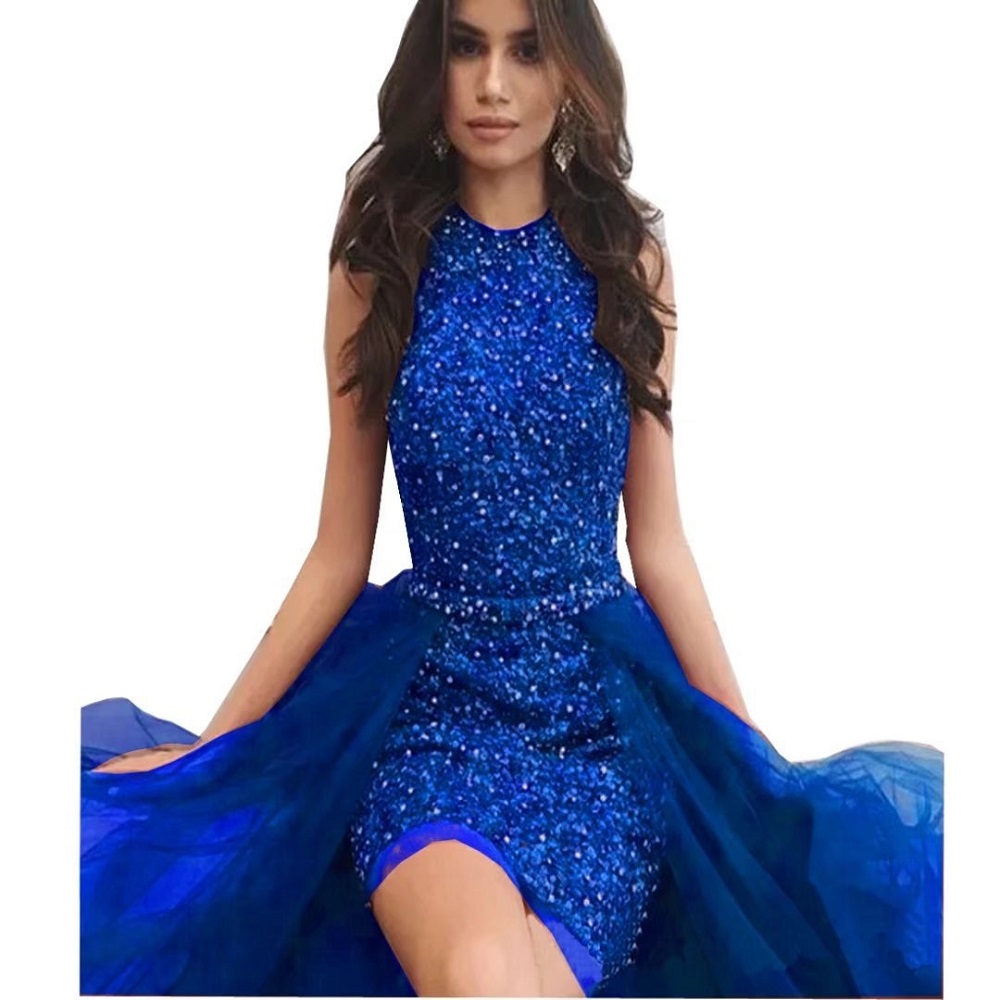 blue short formal dress