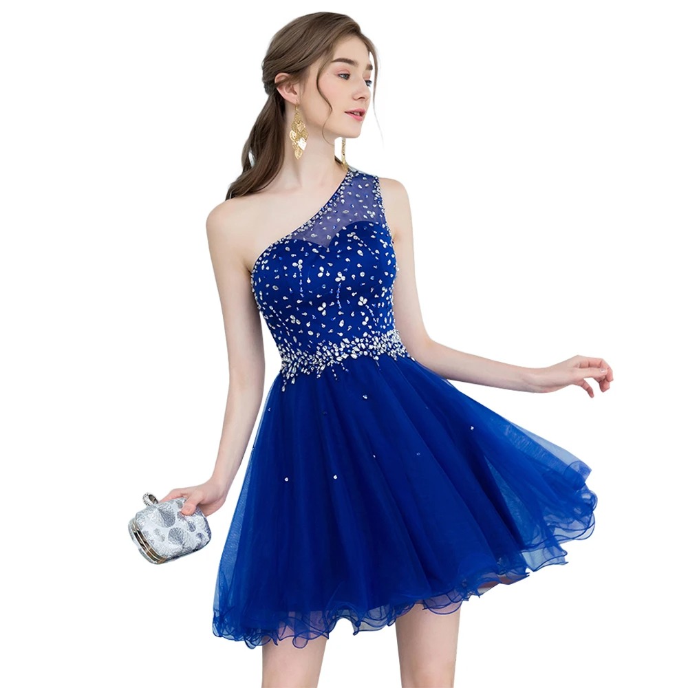 blue short formal dress