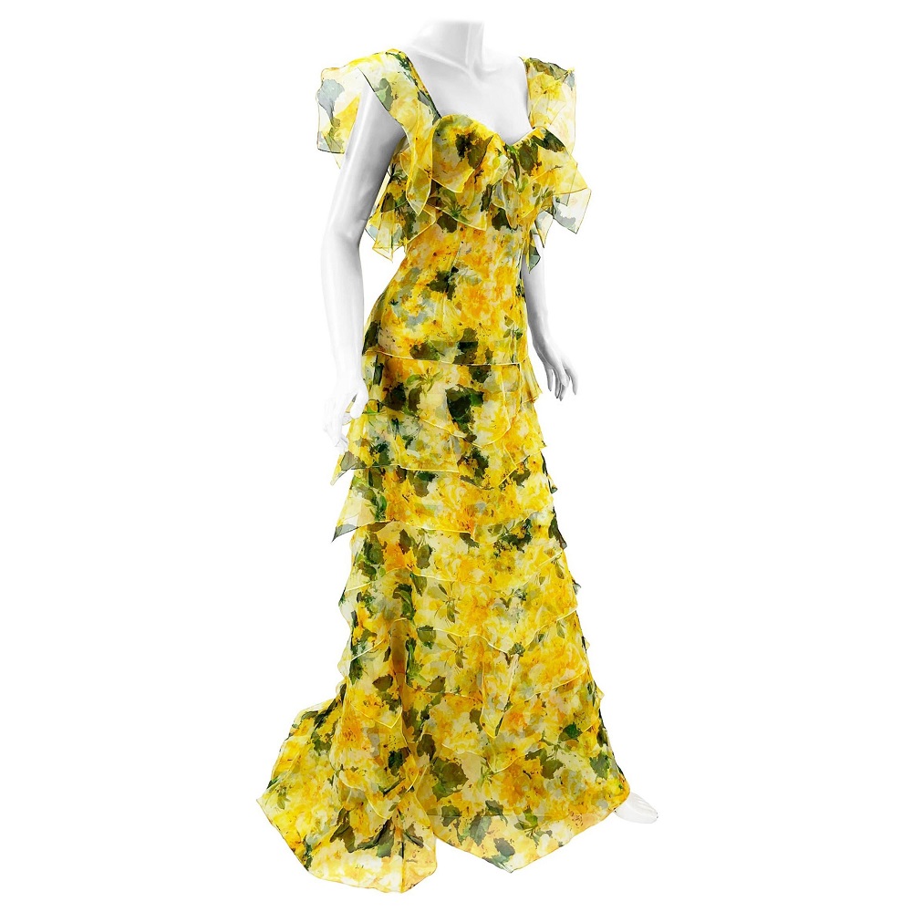 yellow formal maxi dress