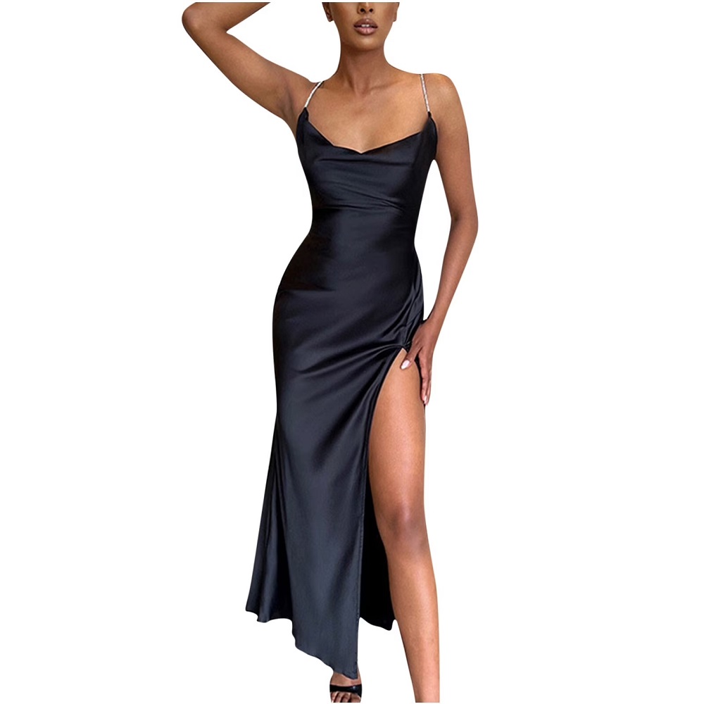 black silk formal dress